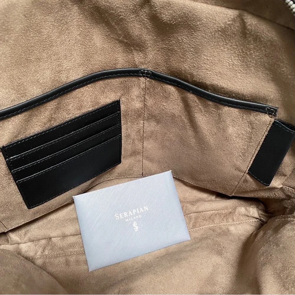 Serapian black Leather Document laptop Case